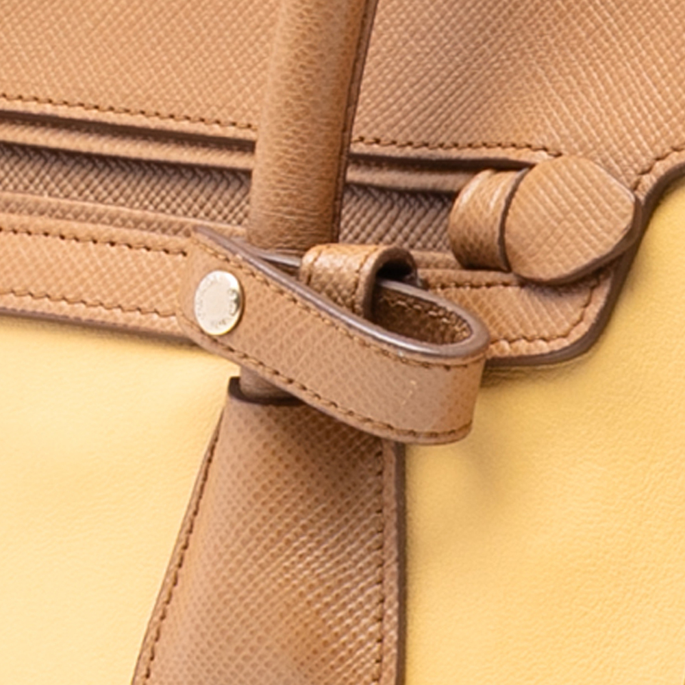 Pre-Loved Prada Bicolor Saffiano Cuir Trimmed Leather Satchel - Picture 6 of 8